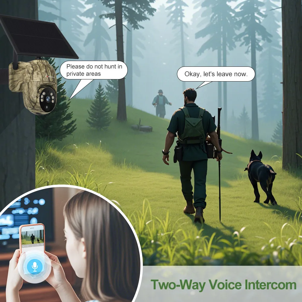 Ubox WiFi Solar Camera 4G LTE Cellular Trail Camera with Solar Panel Security Cam Full Color Night Vision for outdoor Wildlife