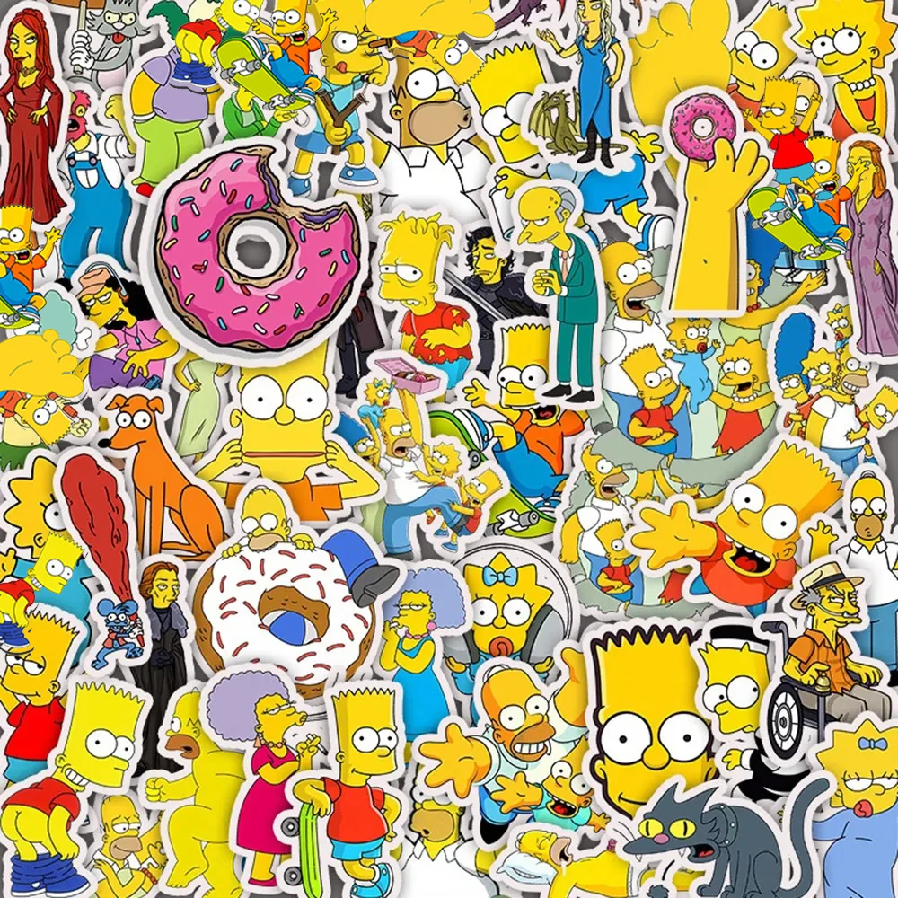 10/30/50 pçs legal os simpsons dos desenhos animados adesivos comédia família anime adesivo telefone bagagem portátil diversão graffiti decalques crianças brinquedos