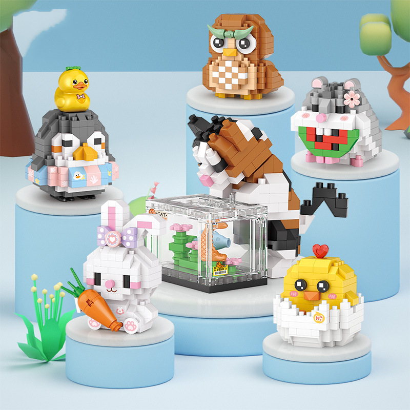 Creative น่ารักสัตว์ Mini กระต่ายบล็อกอาคารลูกสุนัขแมวสุนัข DIY อิฐของเล่นสําหรับเด็กหญิงและเด็กหญิงของขวัญวันเกิดสําหรับเด็ก
