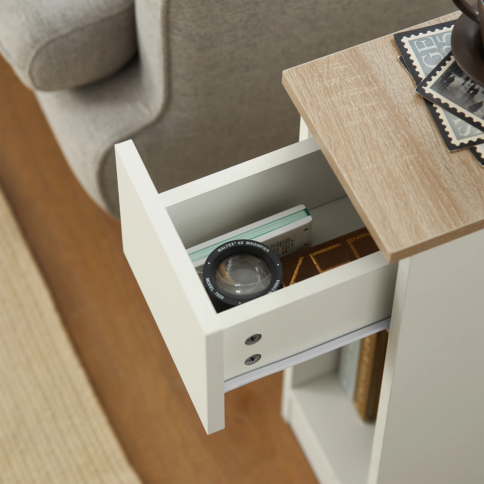 SoBuy FBT111x2 Nachttisch 2er Set mit Schublade für Boxspringbett Sofatisch 2 stücke Beistelltisch schmal Nachtschrank