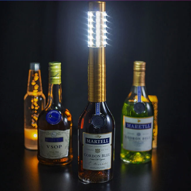 แท่งไฟมงกุฎแชมเปญสีเงินทองแบบชาร์จไฟได้ไฟ LED ประดับบนขวดแบบแท่งโลหะสำหรับตกแต่งงานเลี้ยงฉลอง