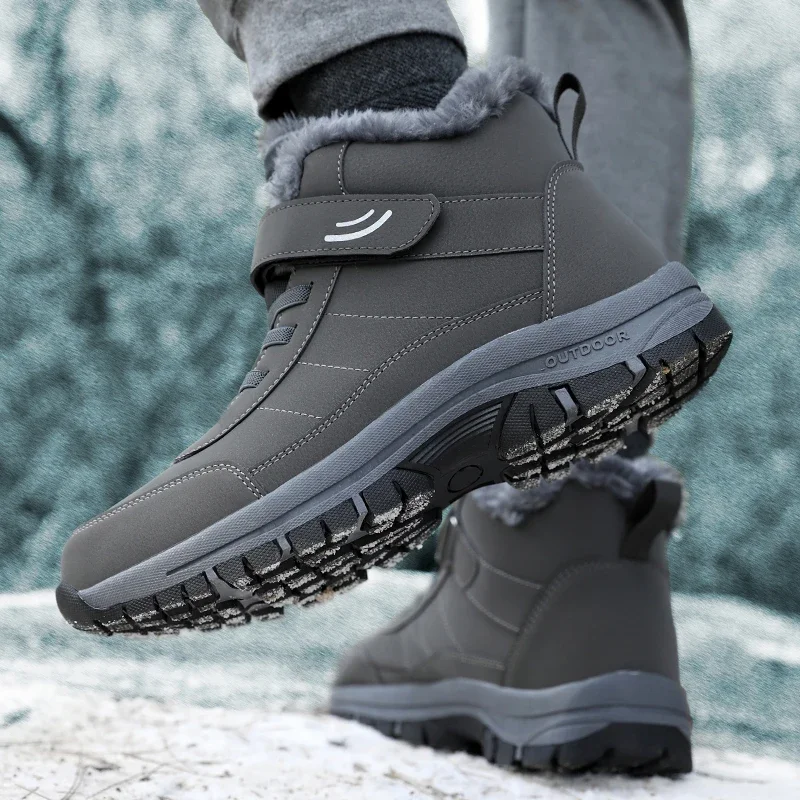 Botas de senderismo al aire libre para mujer, zapatos de nieve con plataforma, botas de felpa para mantener el calor, botines de invierno, zapatos cómodos para caminar