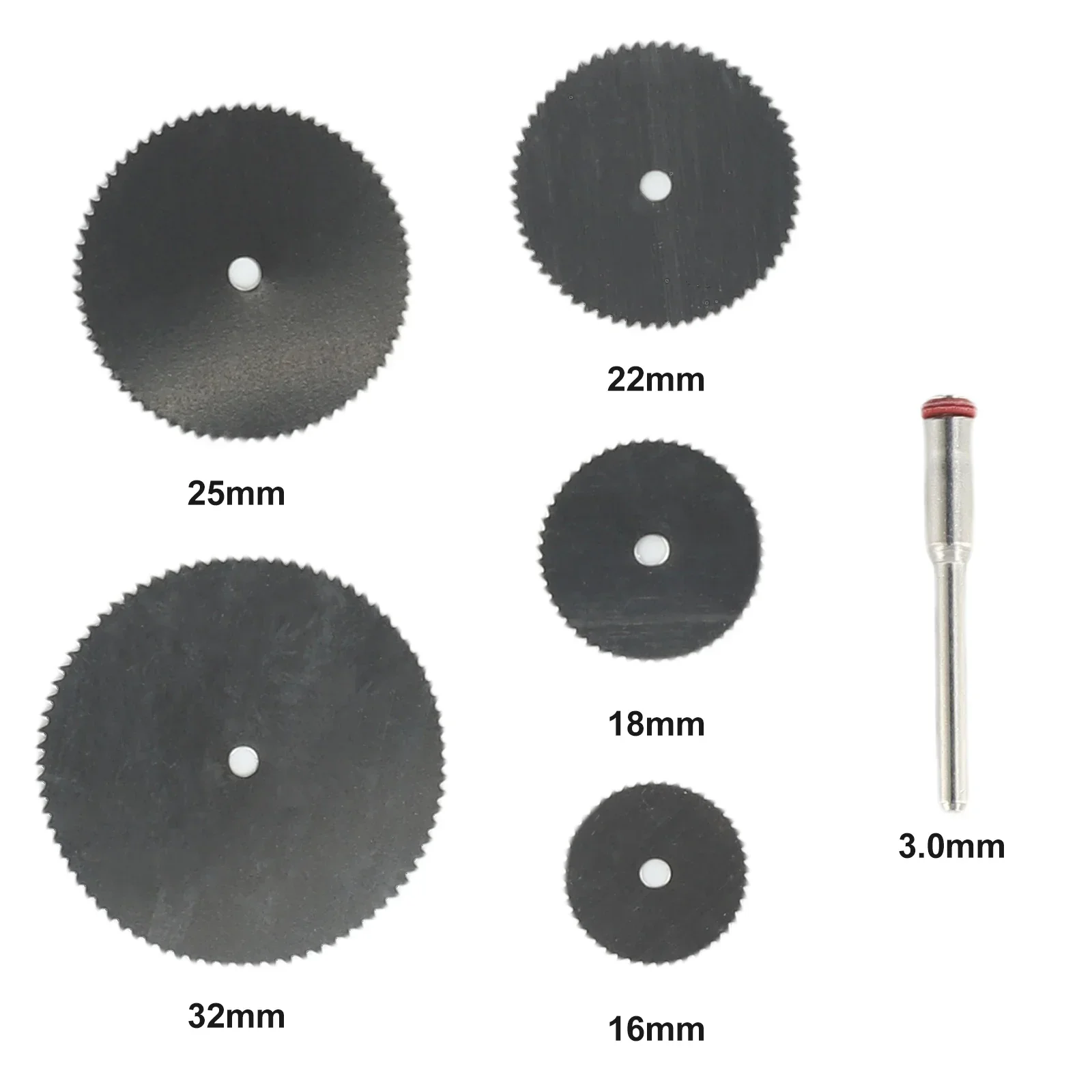 Hoja de sierra Circular con juego de mandril de 3MM, disco de corte de acero inoxidable para herramientas rotativas de 16/18/22/25/32mm, 5 uds.
