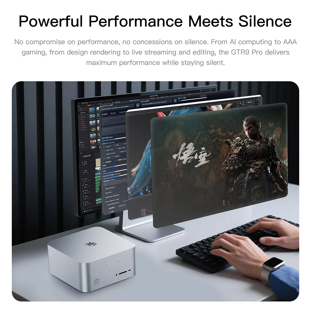 Beelink GTR9 Pro Ryzen AI Max+ 395 Мощный ПК с искусственным интеллектом 128G LPDDR5 2T SSD Windows 11 8K 60 Гц Wi-Fi7 BT5.4 Мини-игровой ПК GTR7 Pro SER9
