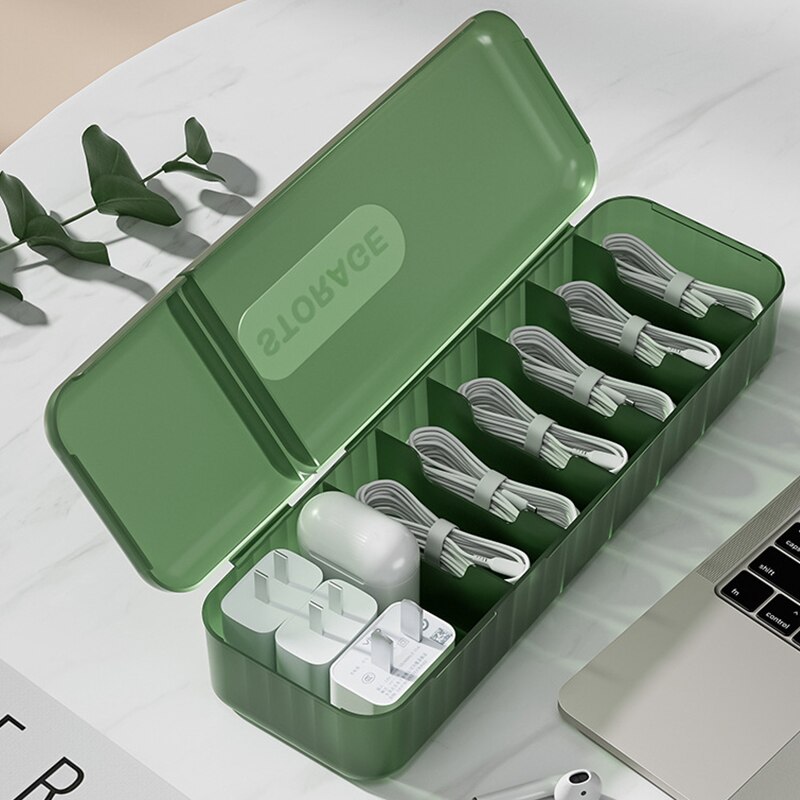 Con 7 compartimentos organizador caja de almacenamiento de cables de cargador estuche de almacenamiento de cables de datos caja de almacenamiento de cables reutilizable para viaje en casa nuevo