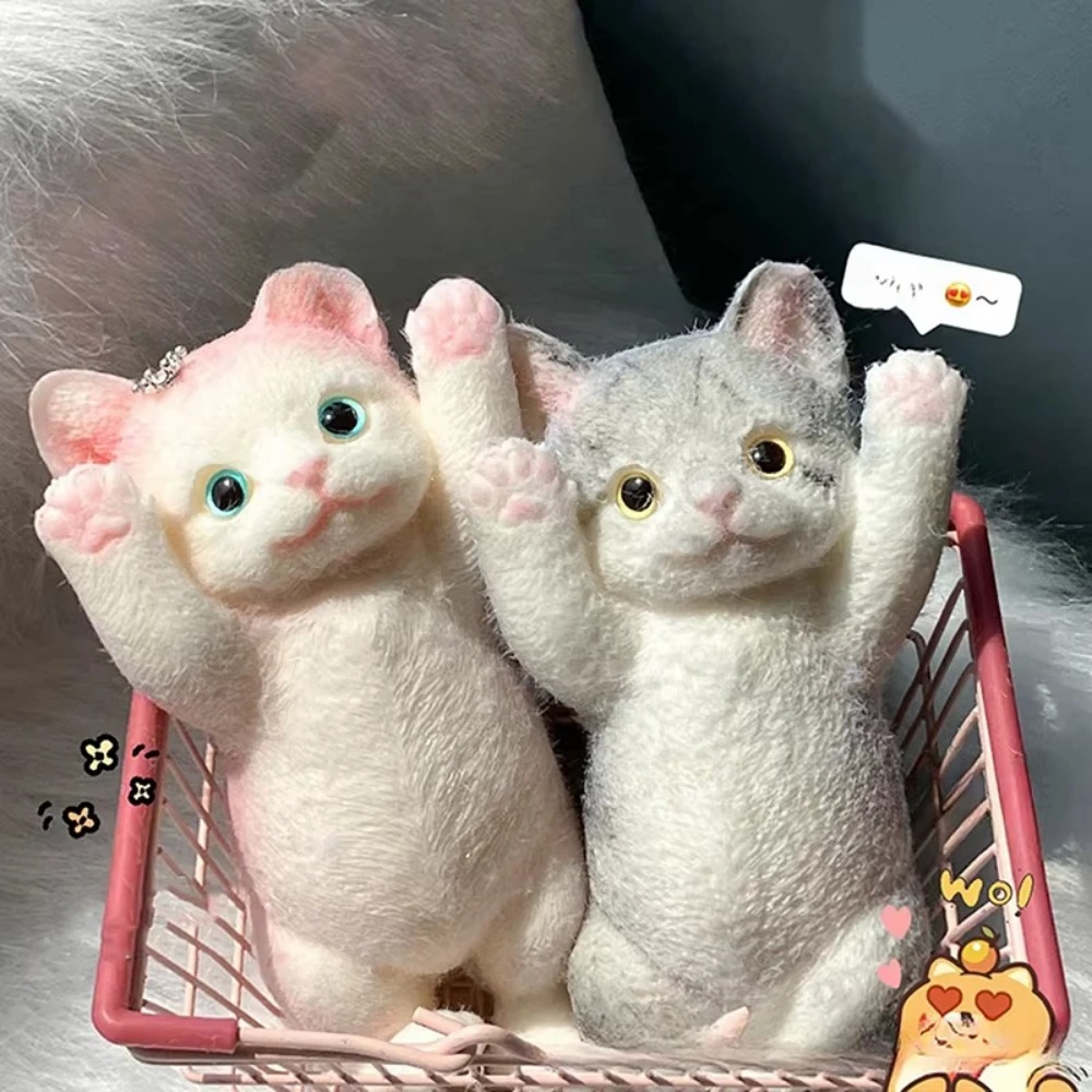 Squishy Cute Beflockung Cat Stress Relief Toy, Extra großes sensorisches Zappelspielzeug für Kinder Erwachsene Angst Entspannung, Squeeze Gift