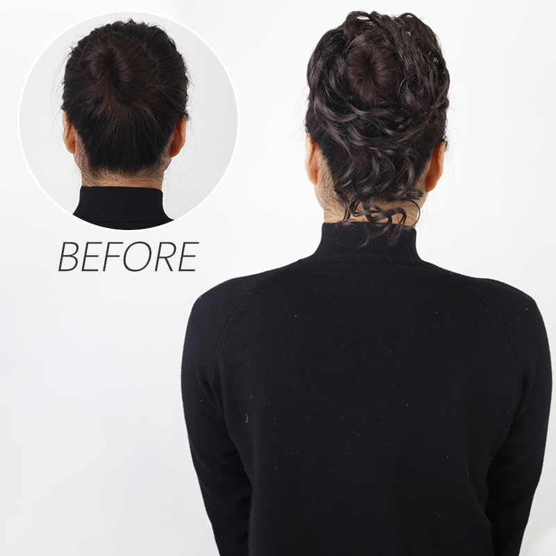 AZQUEEN สังเคราะห์ผม Chignon สีเทาธรรมชาติ Messy Curly ผมวงยืดหยุ่น Scrunchy ผมปลอมชิ้นสําหรับผู้หญิง Hairpins