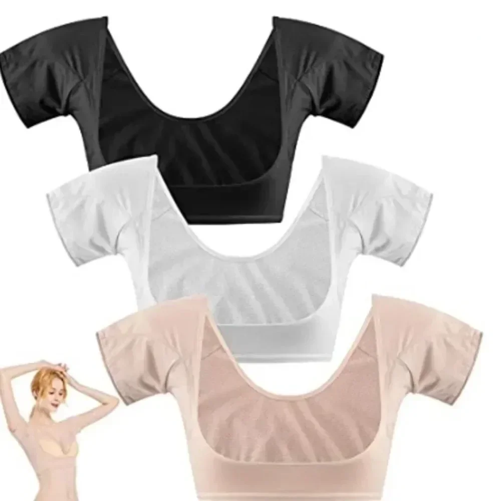 2025 Mesh Ultra-thin Vest Absorbent Deodorant Pad Women T-shirt Washable Sweat Proof Under Top With Underarm Sweat Pads perfume