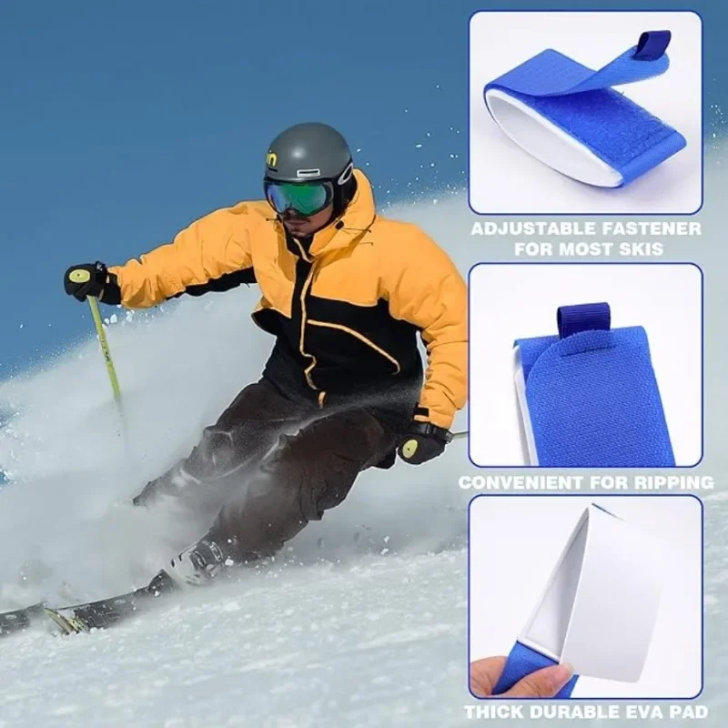 Nylon Ski Straps Adjustable Portable Fastener Tape Hook and Loop Ski Fixing Wraps Adjustable Snowboard Nylon Strap Ski Accessary