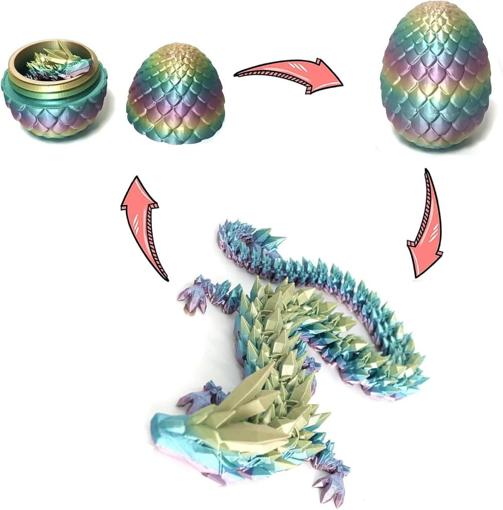 1/2PCS 3D Printed Dragon Egg with Dragon Fully Articulated Dragon Model Movable Rotatable Articulated Desktop Ornament Kid Toy
