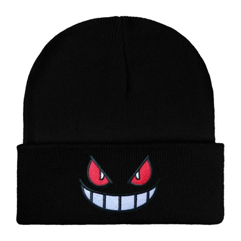 Gorros bordados de dibujos animados en 12 colores, gorros tejidos para otoño e invierno, gorro de lana cálido, gorros Gengar para hombres y mujeres