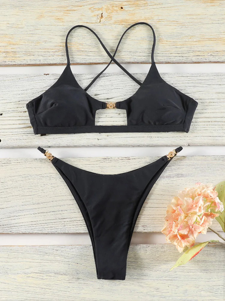 Miyouj évider Bikini ensemble deux pièces costume femmes maillot de bain String maillots de bain taille basse maillots de bain Sexy maillot de bain Push Up Biquini