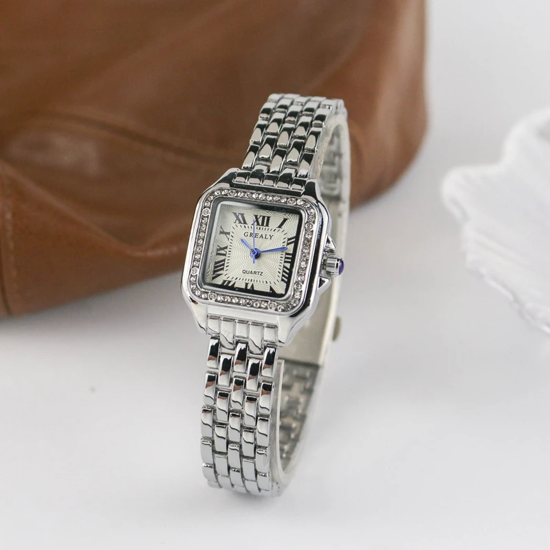 Relojes cuadrados de lujo informales para mujer, reloj de pulsera clásico Simple de marca a la moda para mujer, reloj de pulsera de cuarzo con banda de acero para mujer, reloj femenino