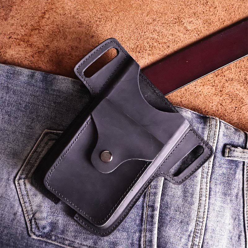 Multifunctionele Lederen Tas Voor Mannen, U-Vormig Ontwerp, Leisure Lederen Clip, Heren Tas