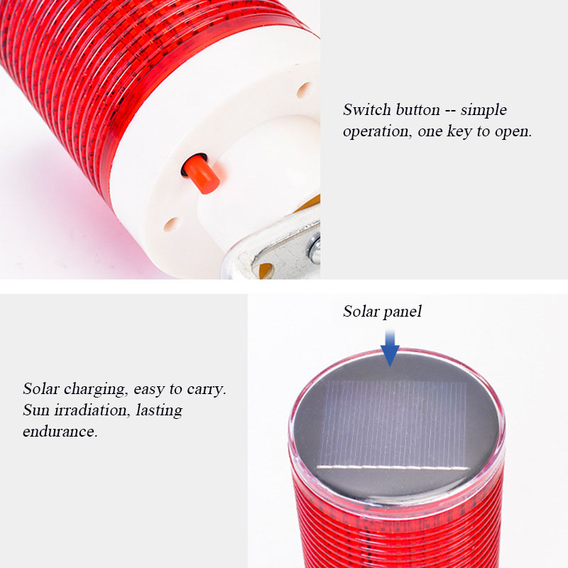 High Light LED Solar Warning Light Strong And Durable Road Construction Guardrail Lights Marine Signal Lamp