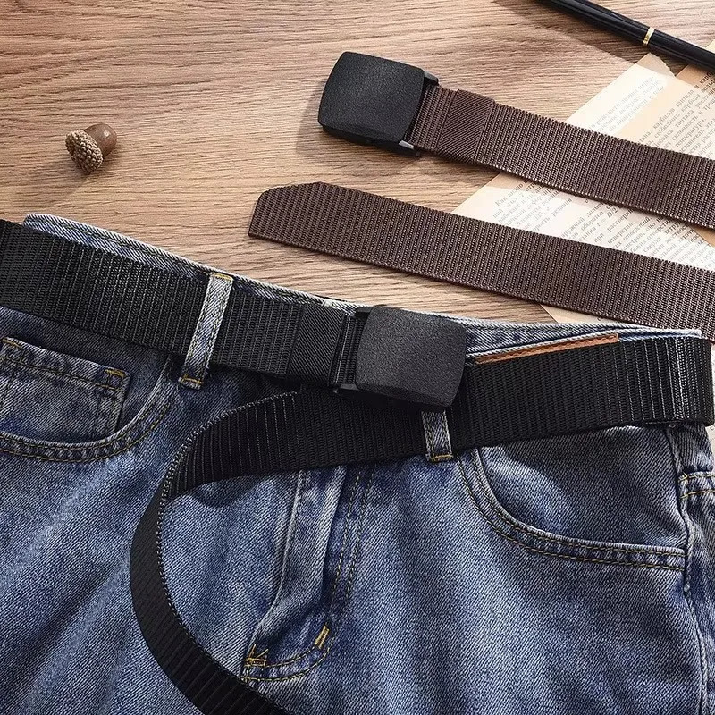 Nylon Belt Automatic Buckle Outdoor Multifunctional Tactical Canvas Belts Light Comfortable Non-metal Belt