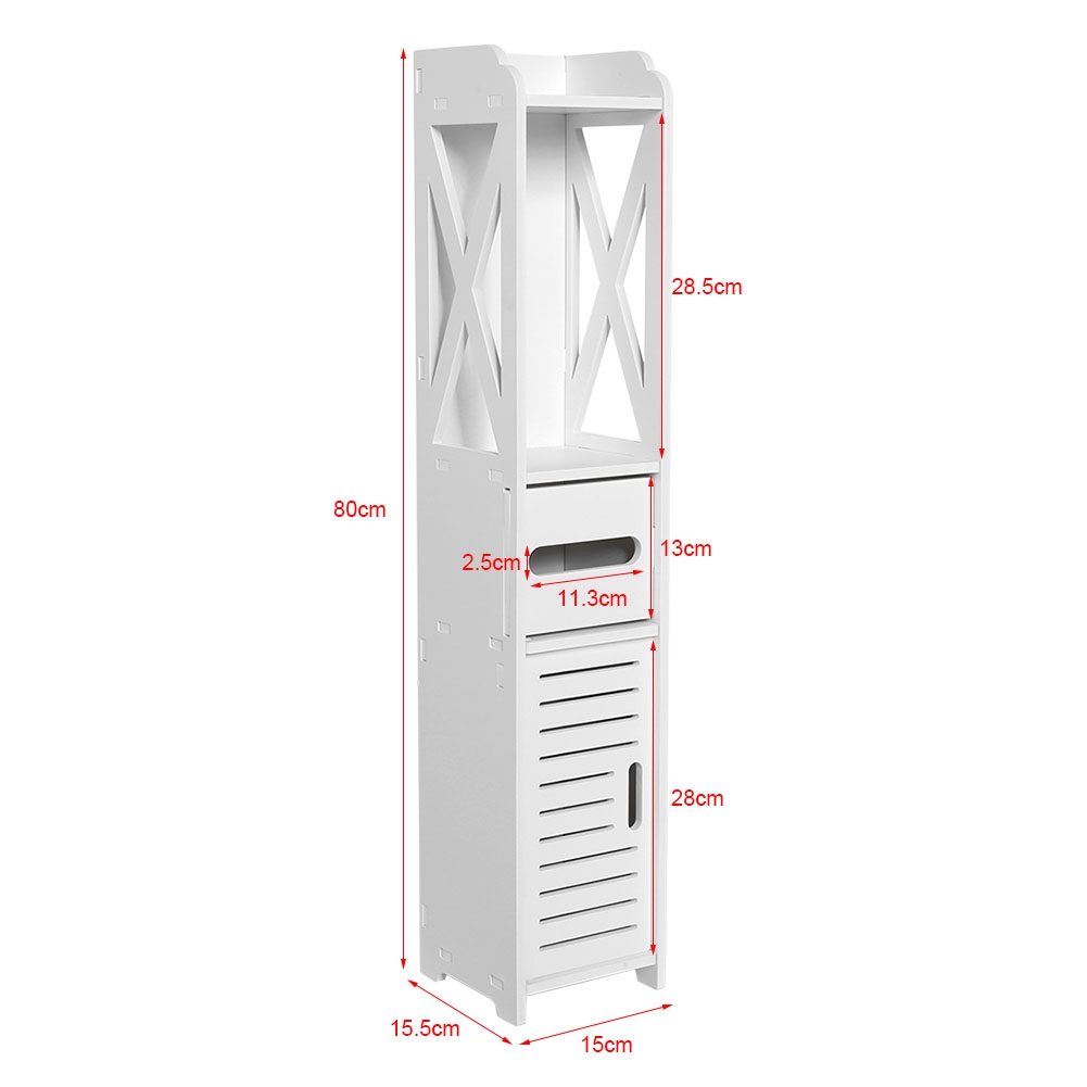 Armadietto portaoggetti da bagno 80x15.5x15CM Armadietto per mobili da bagno per WC Scaffale per armadio in legno bianco Scaffale per fazzoletti