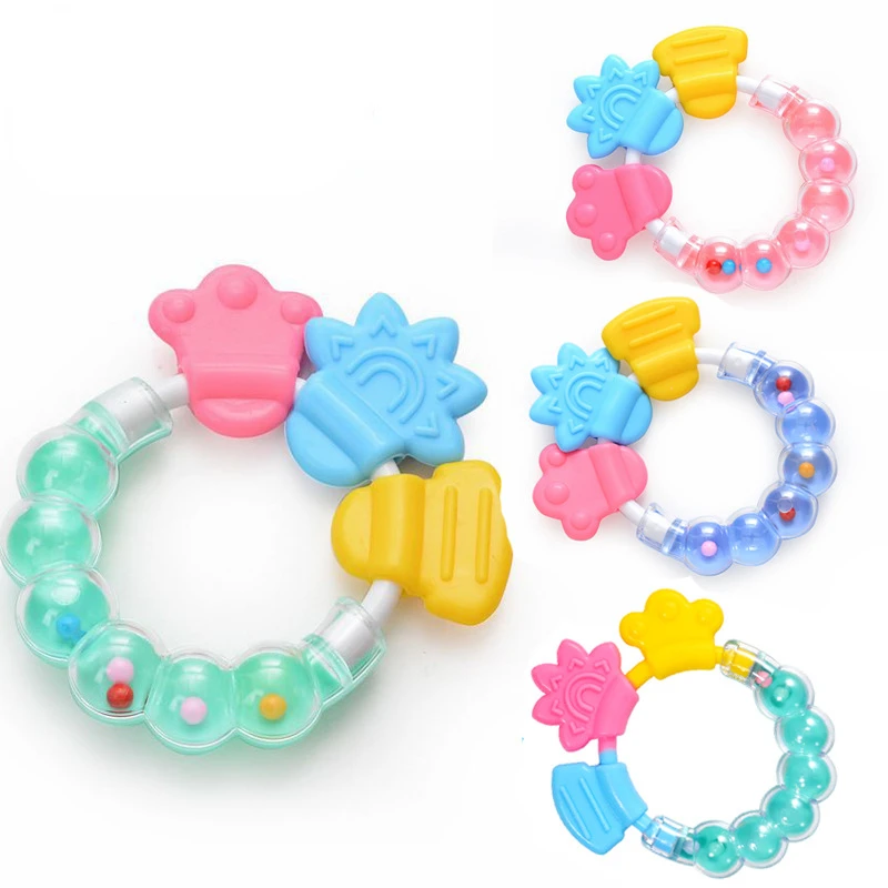 Mordedor de silicona de grado alimenticio para bebés de 0 a 12 juguetes, anillo de dentición, juguetes sensoriales para niños pequeños, accesorios de juguetes calmantes de silicona, 1 ud.