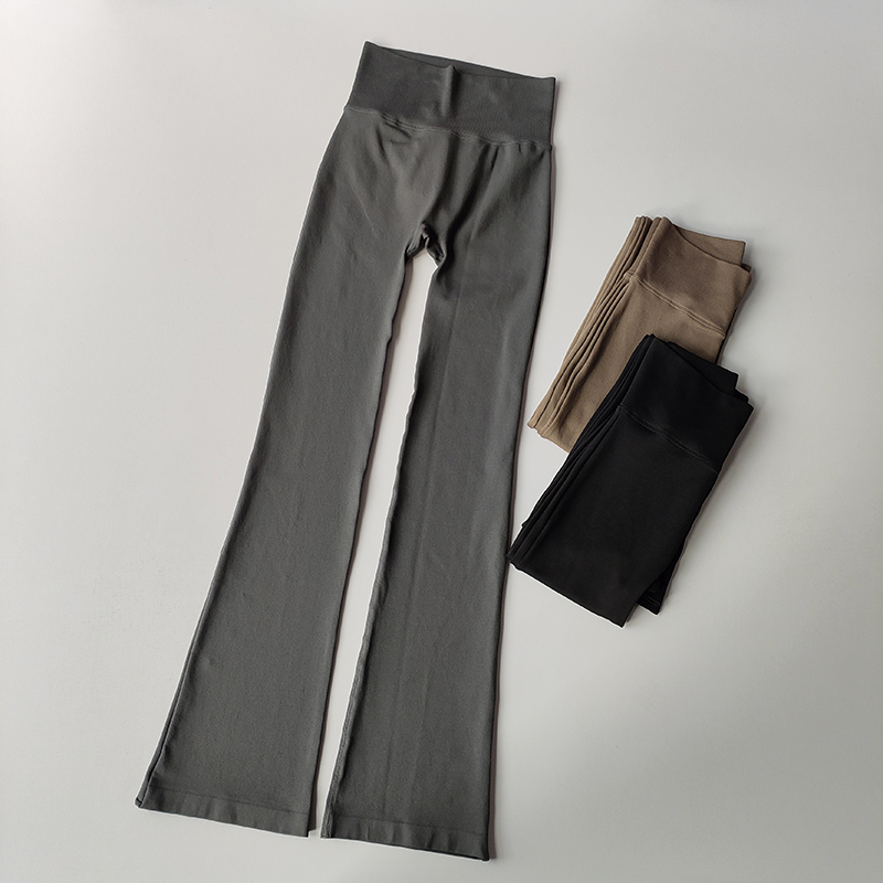 Compresión de cintura alta sin líneas incorrectas, Micro acampanado, ropa para Yoga al aire libre, pantalones elásticos sin costuras para Fitness, mallas de elevación