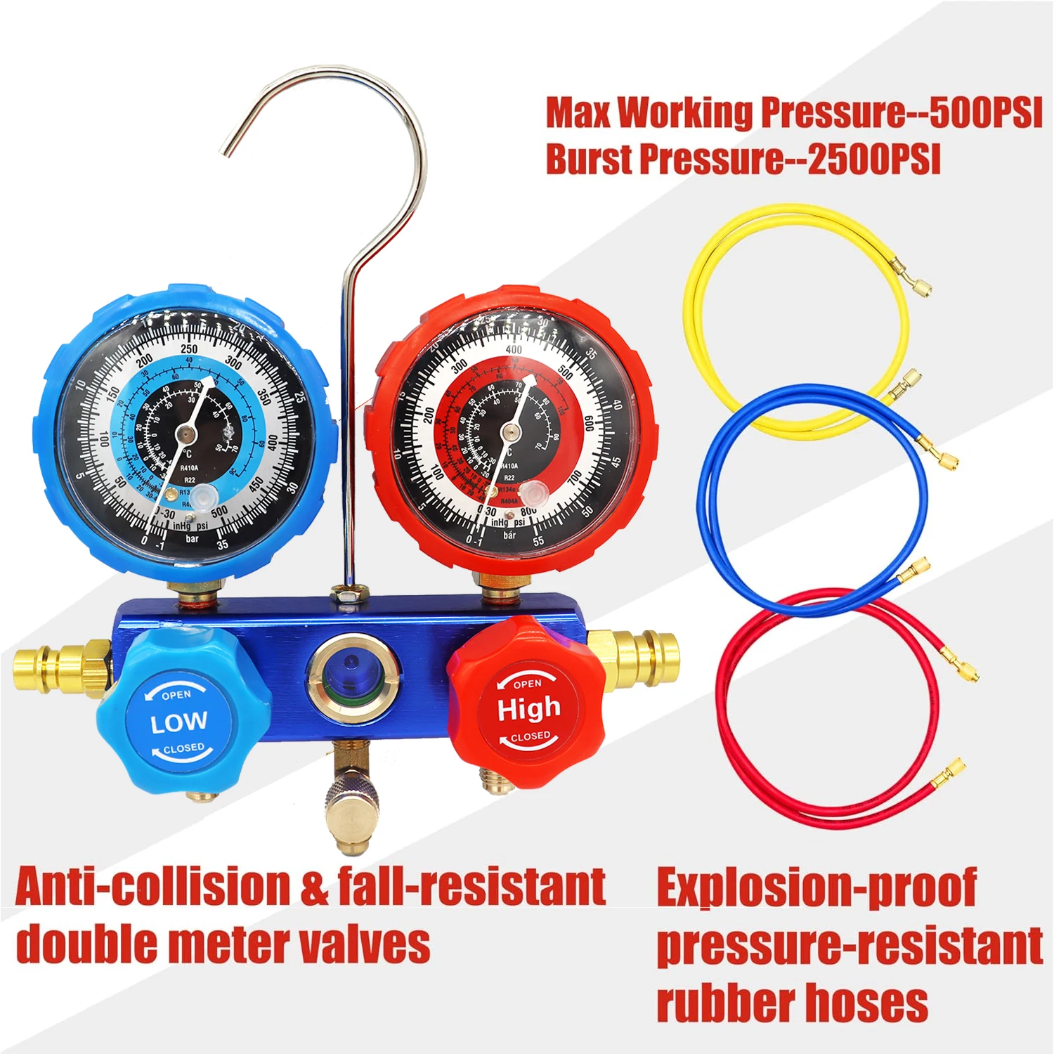 NEUE Auto Klimaanlage Manometer Schlauch Kit R22 R-410A R-134a R-404A Kältemittel Manometer Set Lagerung Box