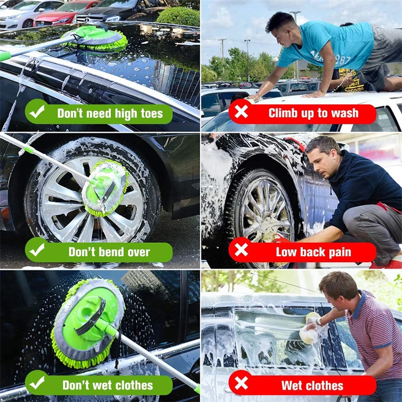 แปรงทําความสะอาดรถยนต์รายละเอียดปรับ Super Absorbent แปรงล้างรถ Telescoping ยาวทําความสะอาด Mop อุปกรณ์เสริมอัตโนมัติ