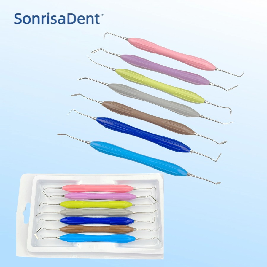 Espátulas de resina para ferramenta dentária, instrumentos compostos, enchimento de resinas de silicone, restauração estética, material dentário