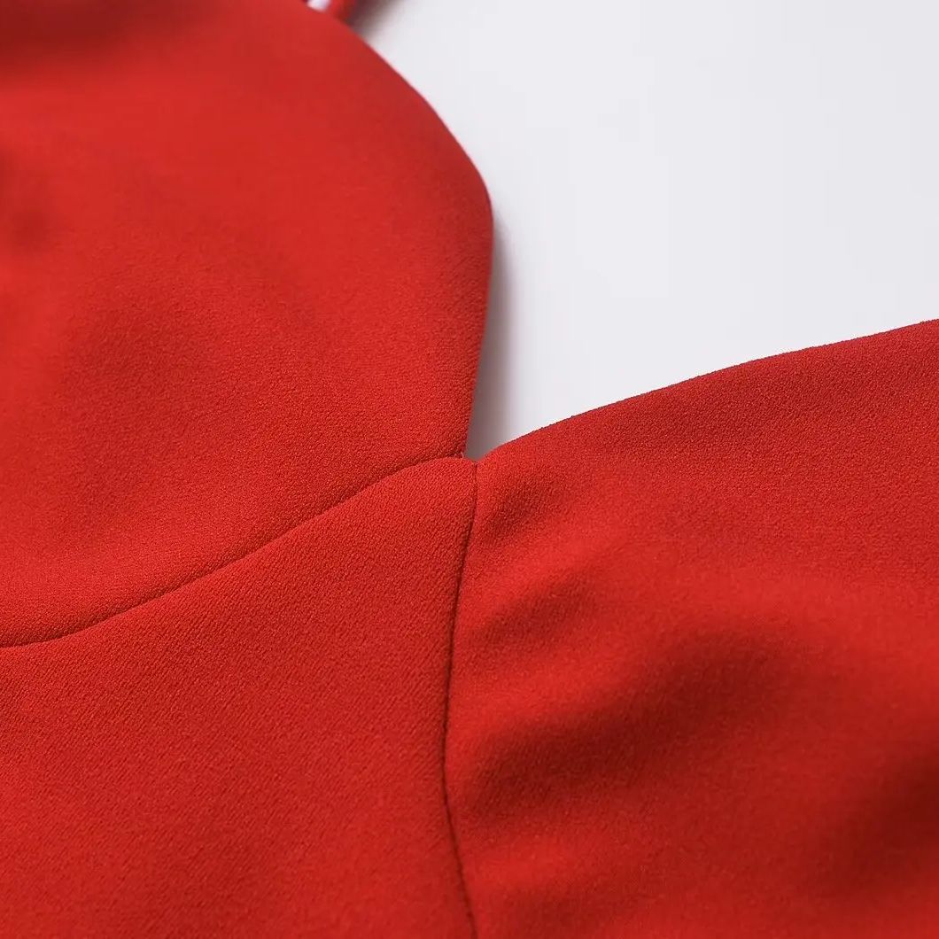 ONKOGENE Sexy Frauen Dünne Träger Zurück Zipper Schlank Midi Rot Kleid Weibliche Elegante Weihnachten Party Kleider