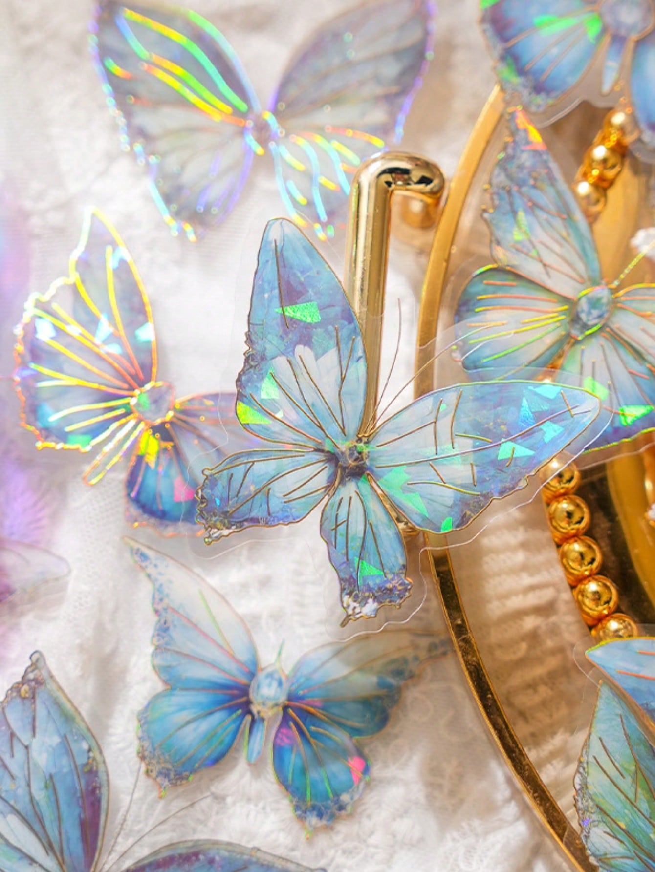 1 pack/20 pieces pink crystal butterfly three-dimensional butterfly handbook DIY decorative sticker garbage diary