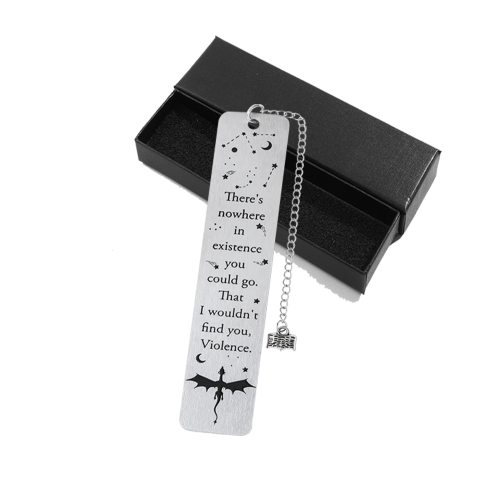 Marcapáginas de la cuarta ala, marcapáginas de historia del Caballero Dragón, marcapáginas colgante de acero inoxidable, marcapáginas de dragón gótico