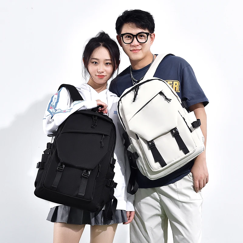 Stylish Solid Color Simple Backpack Large Capacity Multifunctional Backpack Waterproof Couple Student Computer Backpack