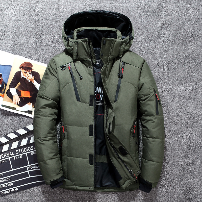メンズホワイトダックグースフェザー、スノージャケット、ウインドブレーカー、厚手、暖かい、-20度冬服