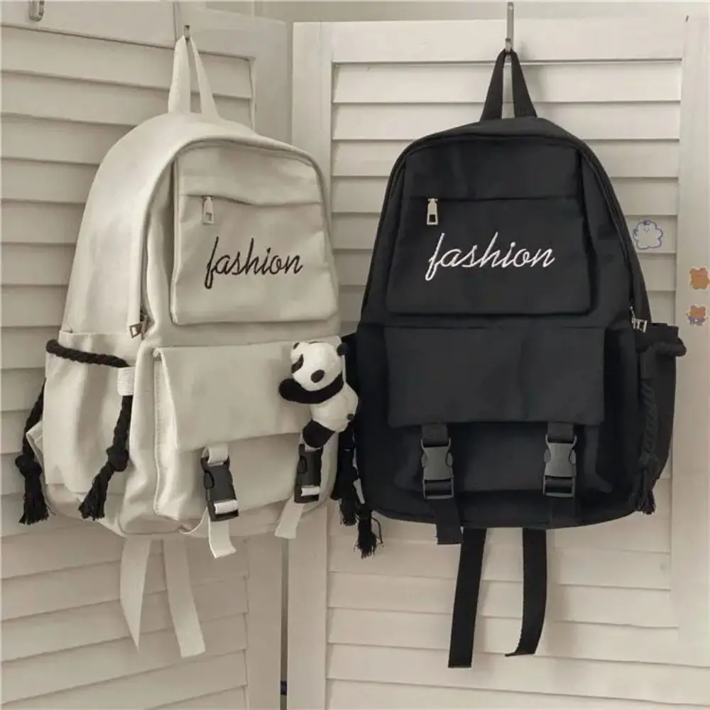 Zaino da scuola in tela versione coreana da donna Borsa a tracolla da scuola da viaggio casual in tinta unita da uomo