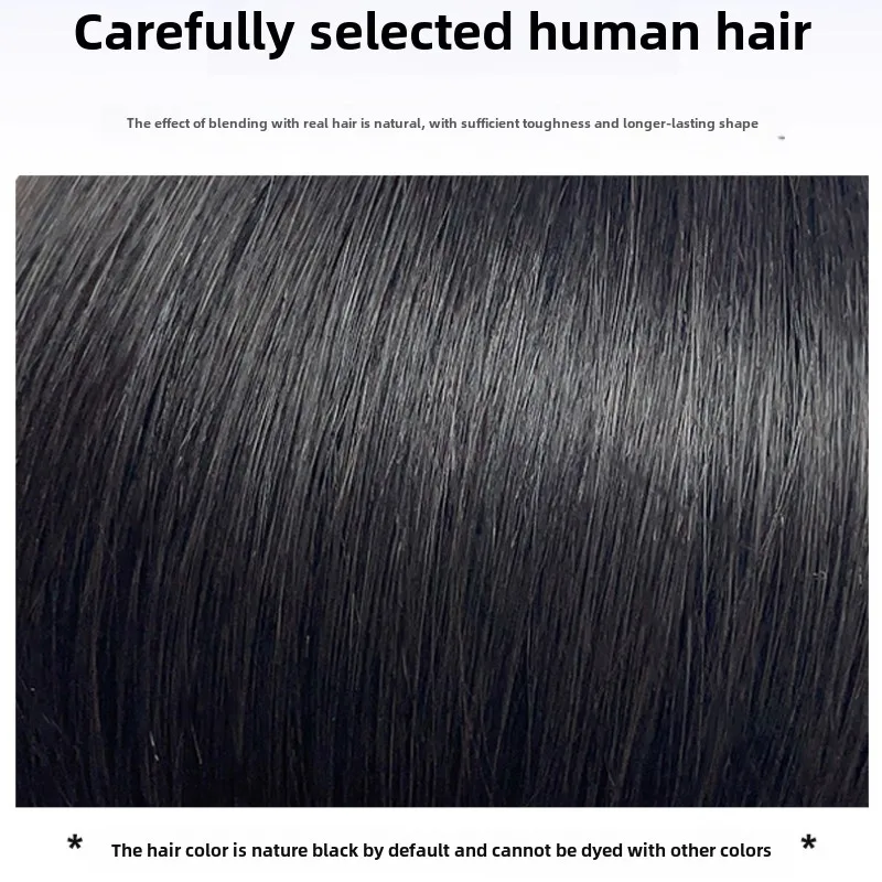 1 par de parches de repuesto para cabello humano, quemaduras accidentales sin cabello para hombres, cinta recta para pérdida de línea de cabello de 15cm en tupé de repuesto