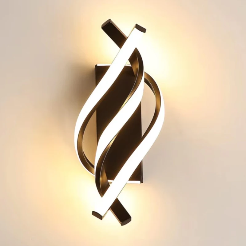 Curved Spiral Design LED Wall Lamp for Bedroom Bedside Corridor Living Room Staircase Corridor Lighting Fixture Home Decor Light