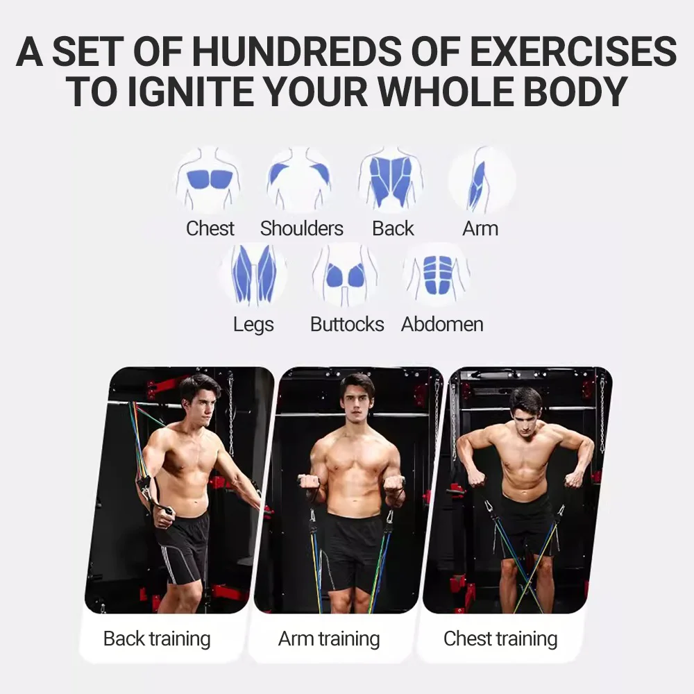 10-14 unids/set cuerda de tracción bandas de resistencia para culturismo conjunto tensor multifunción traje cinturón de entrenamiento muscular bandas elásticas