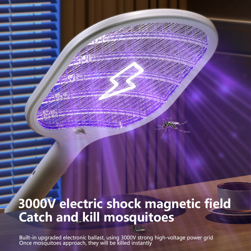 Matamoscas eléctrico Xiaomi de 3000V, matamoscas recargable 2 en 1, matamoscas automático multifuncional para el hogar