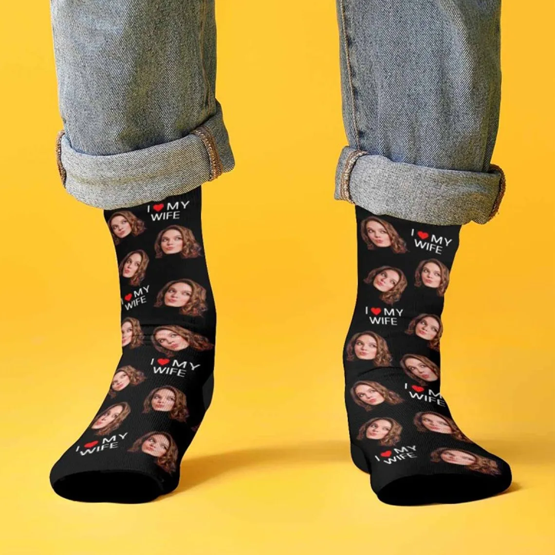 Valentine's Day Gift Boxes For Him Personalize Face Men Boxer/Socks Multi-Color Underwear Custom Unisex Face Socks With Texts