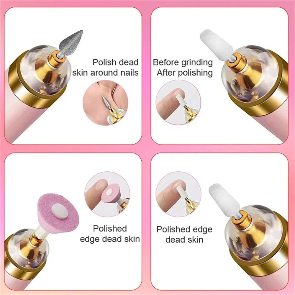 5 in 1 เครื่องเจาะเล็บไฟฟ้าแบบพกพามินิไฟฟ้าเล็บปากกาเครื่องมือสําหรับเจล Remover