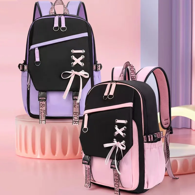 Teenagers Cute Schoolbag Shoulder Backpack Nylon Fabric Girls, Large Capacity Splash-Proof
