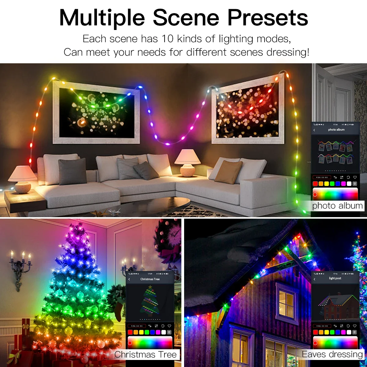 20M 10M 5M LED Festival Lights Fairy String Light Smart Bluetooth Addressable Curtain Lights Garland Festoon Home Party Decor