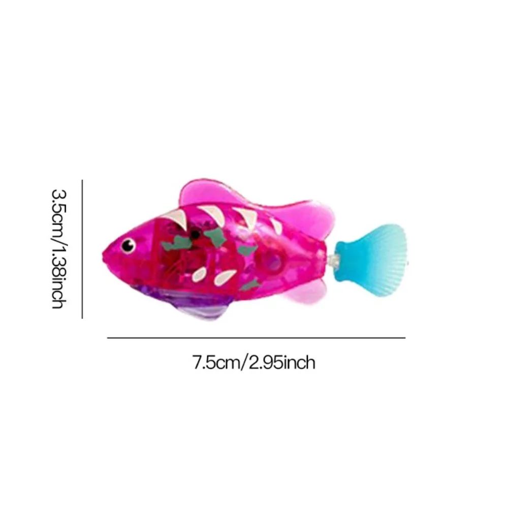 Peixe elétrico simulação LED com luz, Pet jogando brinquedos, Ornamentos de tanque de água nadando, Brinquedos do chuveiro do bebê