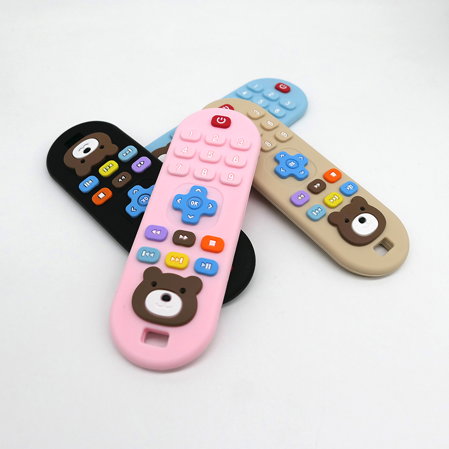 1/4 stücke kinder zahnen fernbedienung silikon material baby zahnen spielzeug simulation fernbedienung spielzeug zahnen beißring