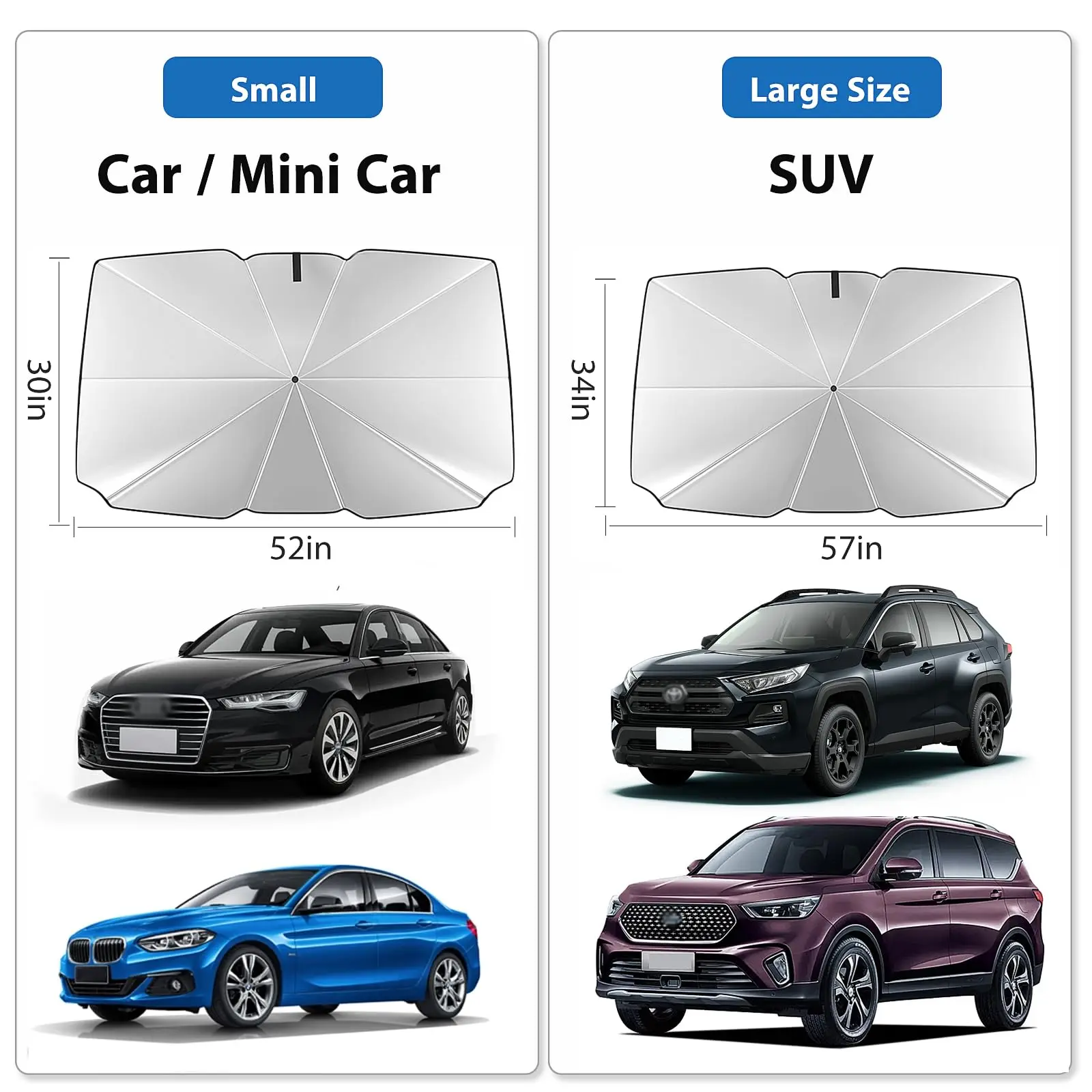 Guarda-sol para para-brisa de carro 2025, guarda-chuva dobrável para proteção solar, capa frontal para bloquear raios UV e calor, protetor portátil