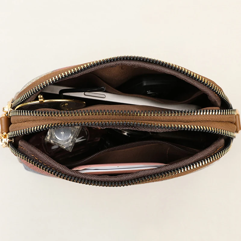 XOUHAM カラーブロックショルダーバッグ女性のためのナショナルスタイルダブルジッパークロスボディバッグレディース Pu レザー財布ファッションハンドバッグ