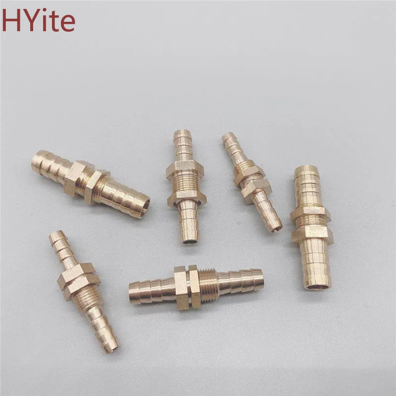 ท่อ ID 6 8 10 12 14 16 มม.ท่อ Barb BULKHEAD ทองเหลือง Barbed Tube ท่อข้อต่อ Coupler CONNECTOR ADAPTER สําหรับการใช้แก๊สน้ําทองแดง