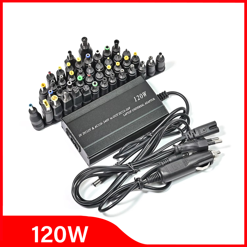 ปรับ 120W 220v 110v ถึง 12V 15V 16V 18V 19V 20V 22V 24V Car Charger Universal AC DC Power Adapter Supply โน้ตบุ๊ค Usb