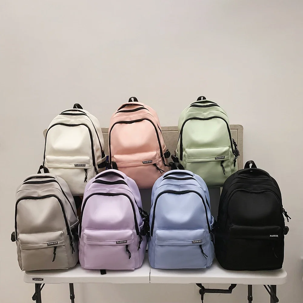 Large Capacity Solid Color Backpack for High School Students Durable Simple Black Travel Backpack for Middle School Teens