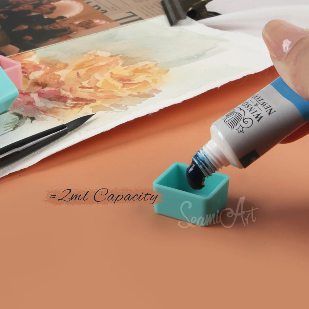 SeamiArt 50 ชิ้นแม่เหล็กครึ่งกระทะสี่สีสําหรับหลอดสีน้ํา Subpackage ดีบุกกล่อง Palette จิตรกรรมเครื่องมืออุปกรณ์ศิลปะ