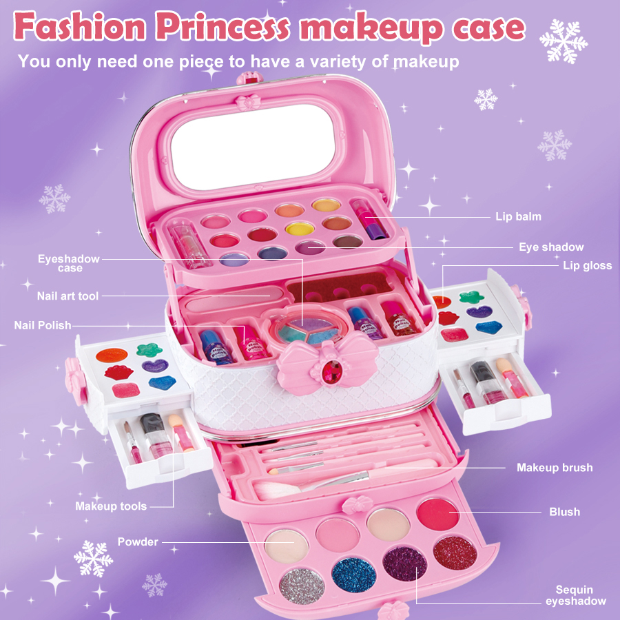 Giocattoli per ragazze lavabili per bambini - Kit trucco per bambini per ragazza, set trucco reale, kit trucco per bambine per bambini piccoli Pr