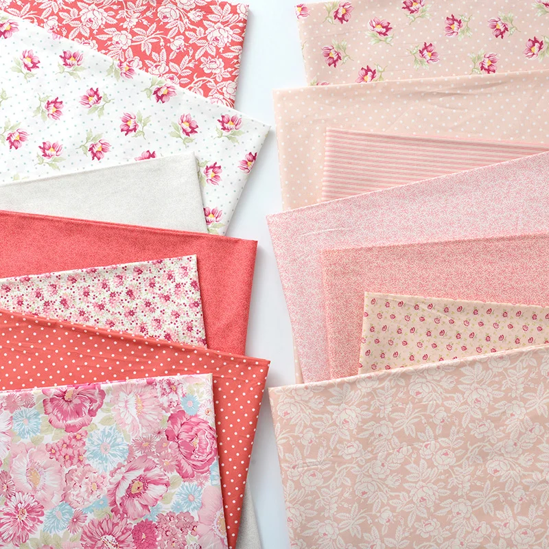 Tecido de algodão puro planta impressão pastoral crianças retalhos tecido de algodão cama pano de algodão rosa contínuo